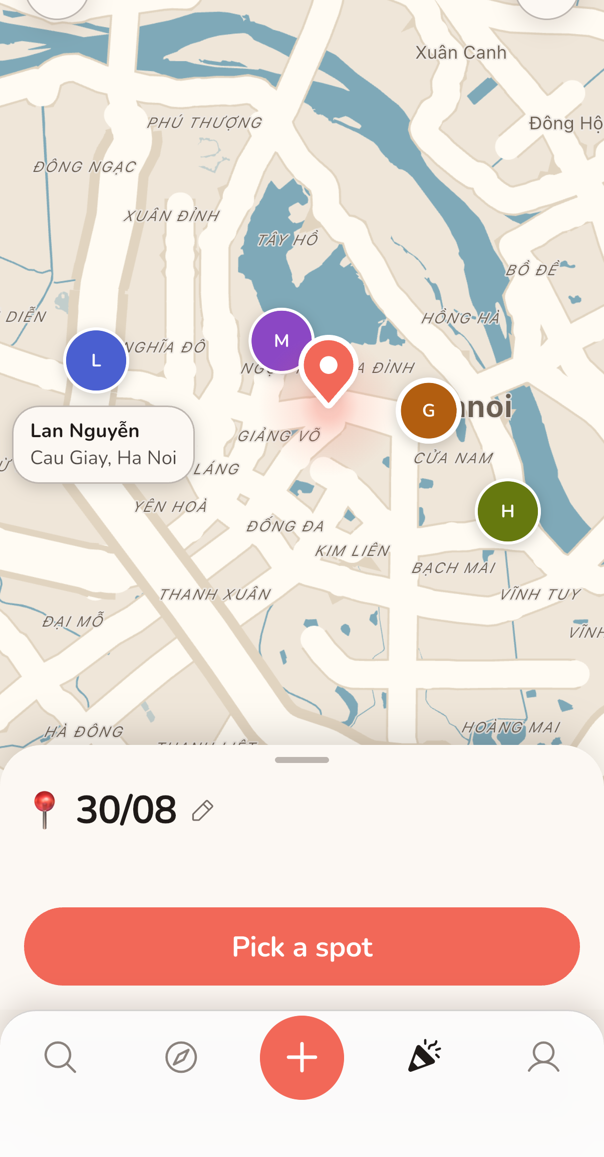Wedidi map showing a fair meeting point for a group